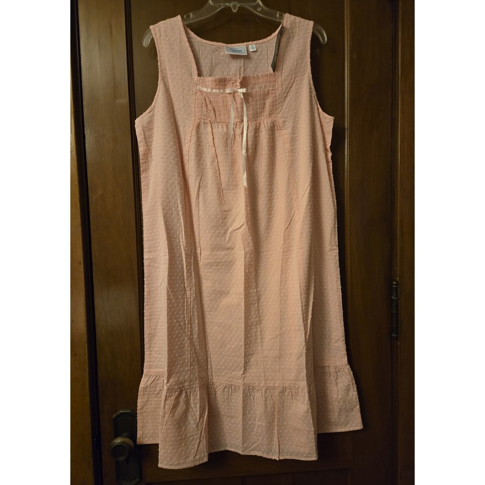 NWT Nightgown Swiss Dot Pattern Bow  Square Neckline Womens Size Med Cottagecore